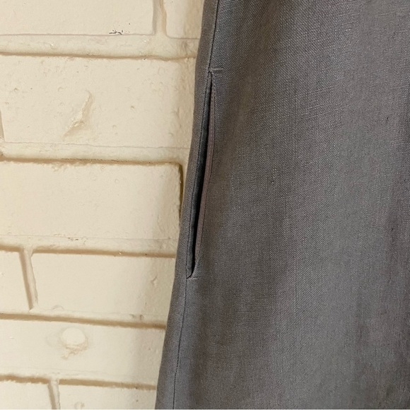 garnet hill 100% Linen Fringe-Hem A-Line Dress Pockets Boho Lagenlook Coastal 8 - Picture 3 of 10